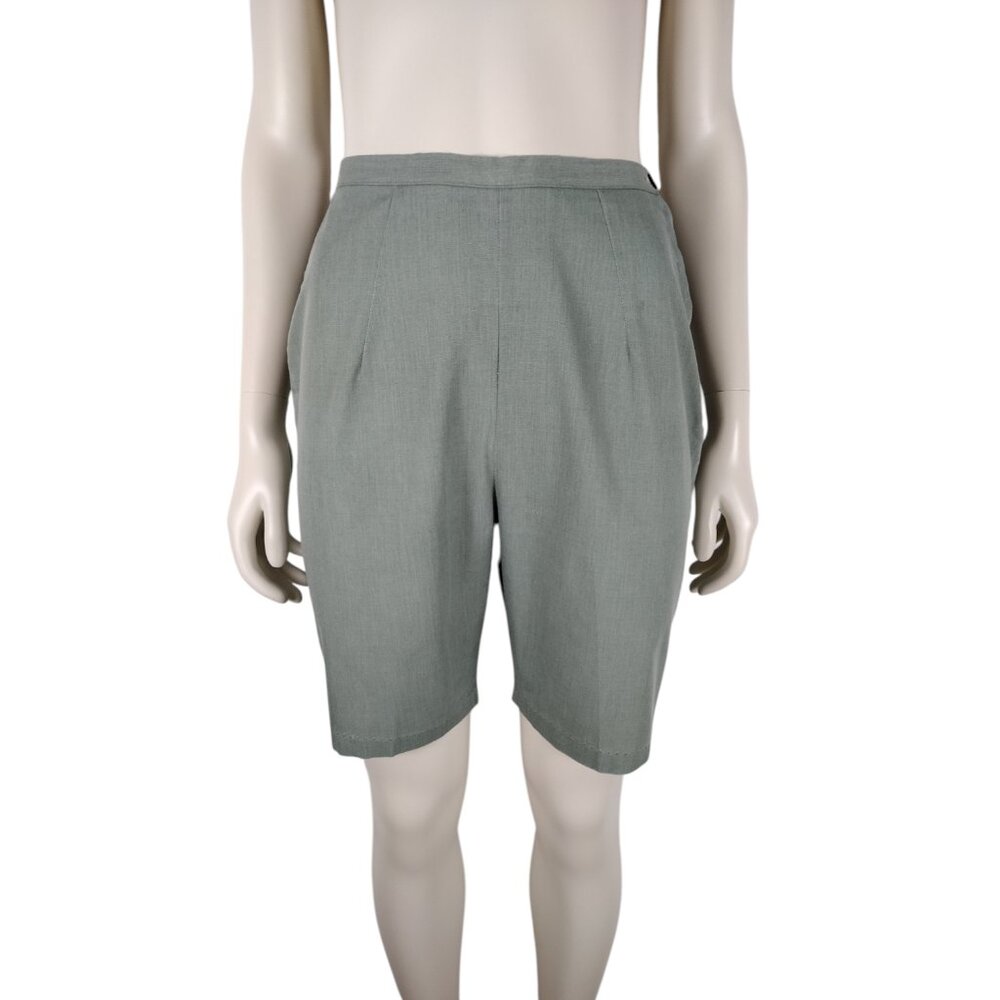 Vintage 1950s Green Cotton Lightweight Side Zip Casual Bermuda Shorts Size XS
